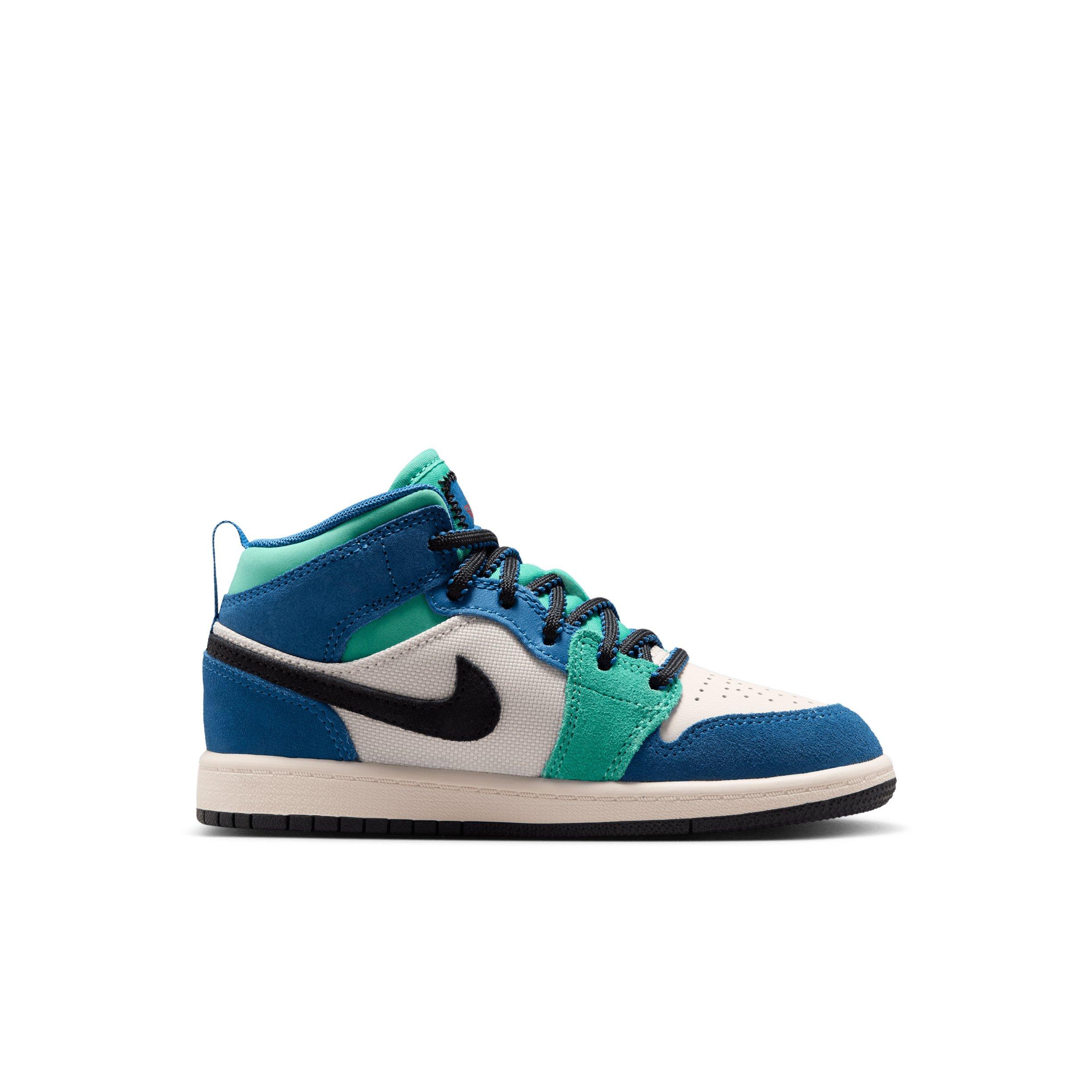 Jordan 1 Mid SE "Chalk/True Blue/Kinetic Green/University Red" Preschool Boys' Shoe - CHALK/BLUE/GREEN/RED